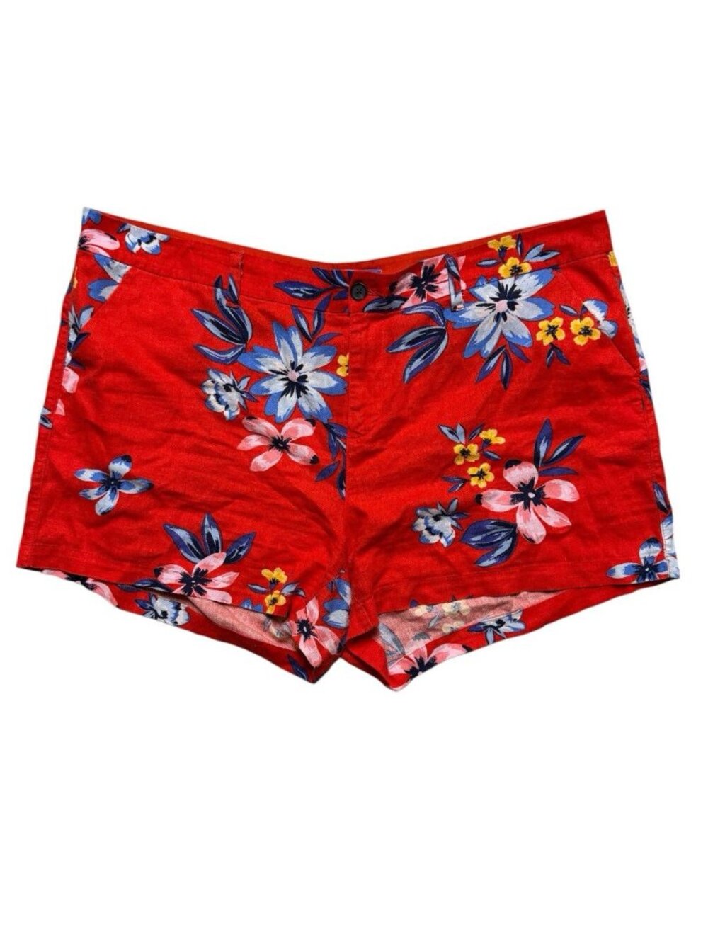 Old Navy Floral Linen Blend Shorts Red Plus Size 20 Everyday